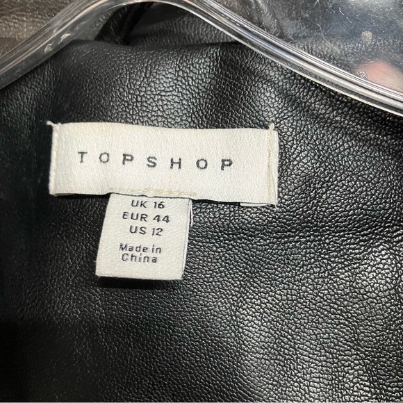 Topshop Faux Leather Belted Biker Jacket Size 12 - Picture 4 of 8